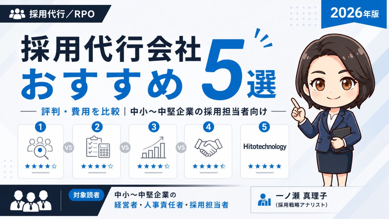 採用代行会社おすすめランキング5選のインフォグラフィック｜評判・費用を比較した中立比較ガイド